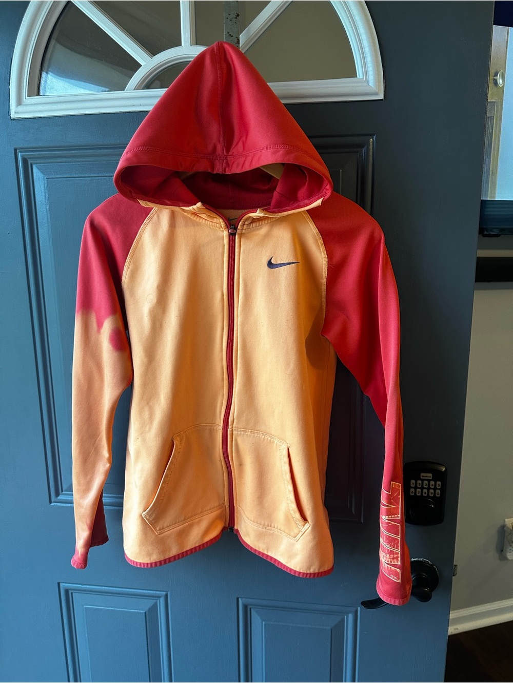Nike Kids Orange and Red Zip-Up Hooded Sweatshirt